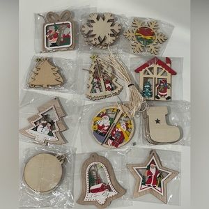 37 pieces of hollow wood mix pendant Christmas tree ornaments.